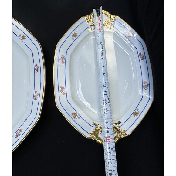 2 JPL Pouyat Limoges Platters Tray Hand Painted W/ Gold c1908-32 France Rare! - Picture 6 of 12
